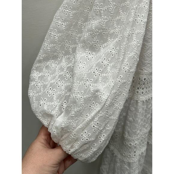 NWT Alice + Olivia‎ Womens White Embroidered Blakesley Jacquard Mini Dress Sz 10 - Picture 5 of 16